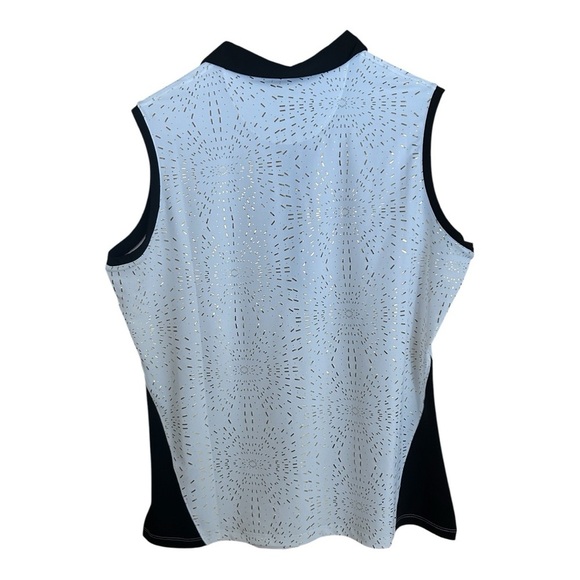 Cutter & Buck Sleeveless Golf Polo Shirt XL Black White Gold Detail NWT - Picture 3 of 7